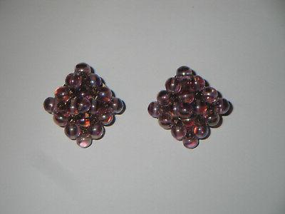 orecchini vintage in vetro originale rosa ab