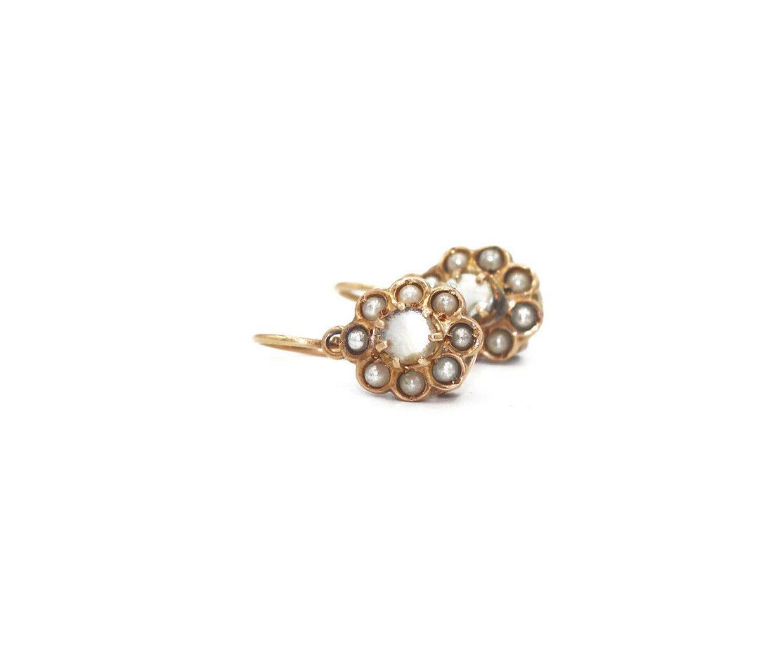 orecchini vintage oro rosa 18kt con perle