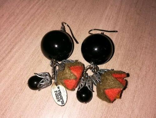 orecchini vintage pandenti con perle gradi nere