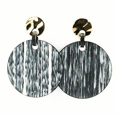 orecchino a perno dorato con disco striato