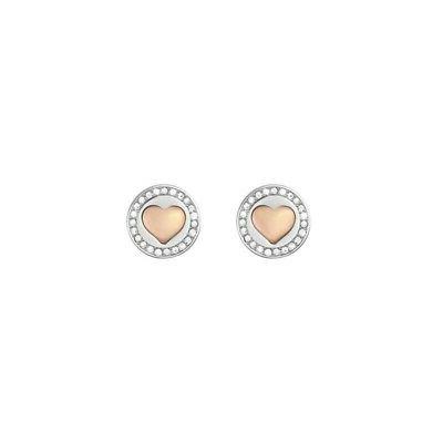 orecchino acciaio cuore rosa e strass lady