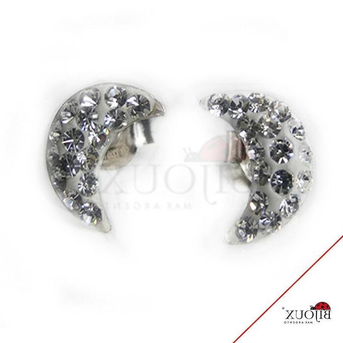 orecchino argento 925 luna con strass donna