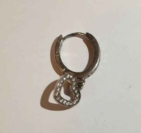 orecchino con cuore e pietre in argento