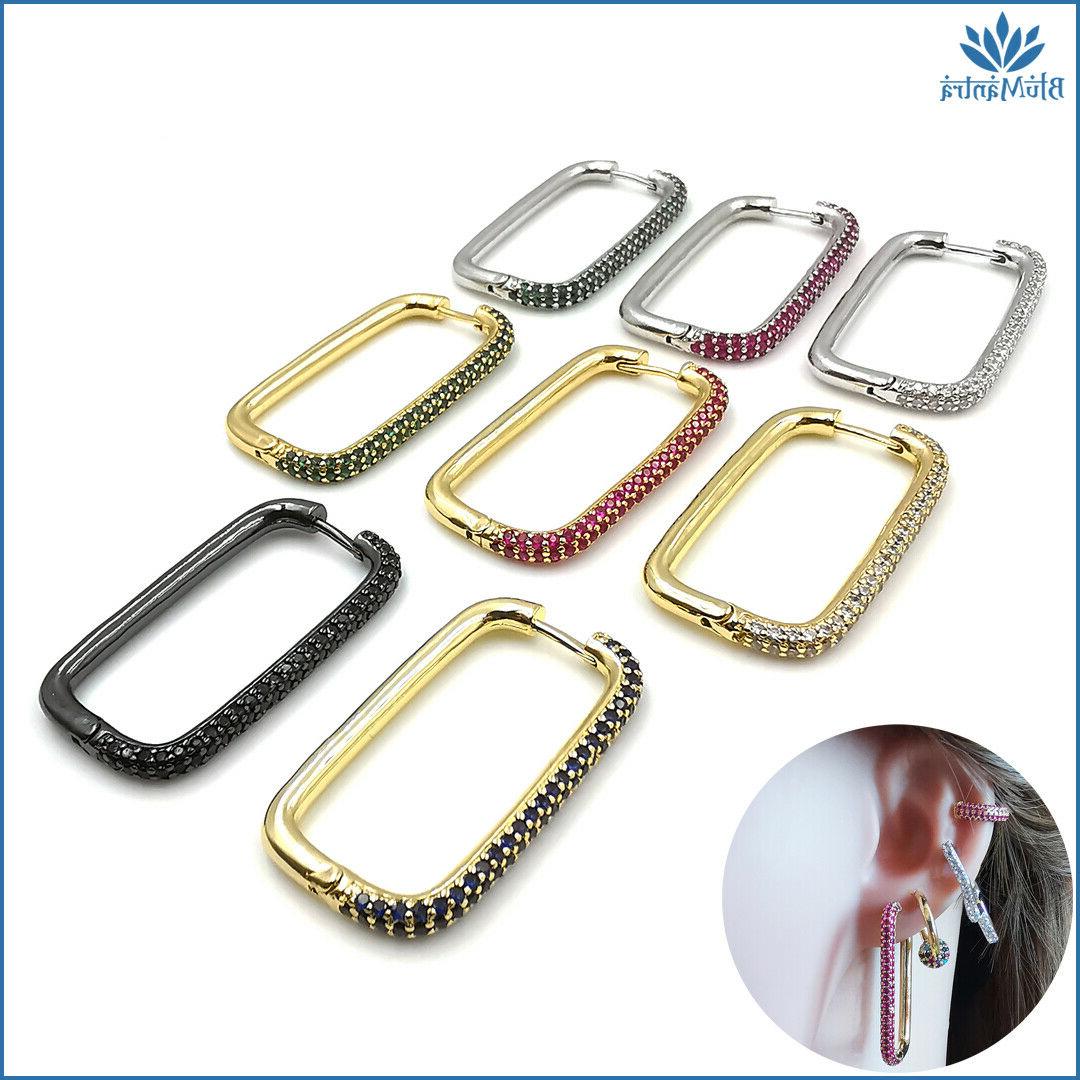 orecchino da donna singolo mono cerchio rettangolare