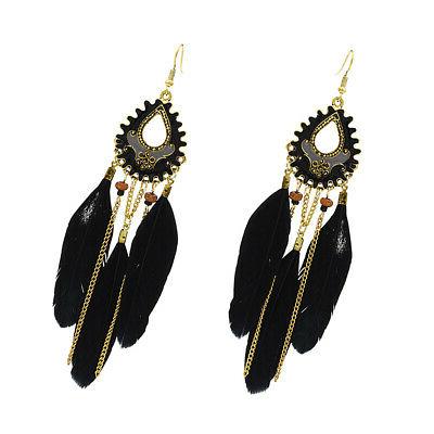 orecchino di piume lunghe vintage boho orecchini