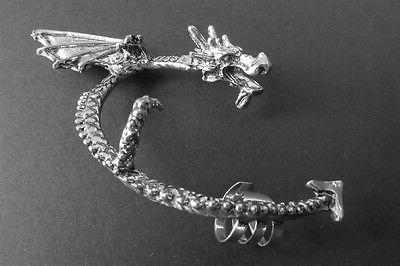 orecchino drago argentato senza foro buco cuff
