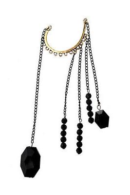 orecchino punk rock squisito pallini neri lunga