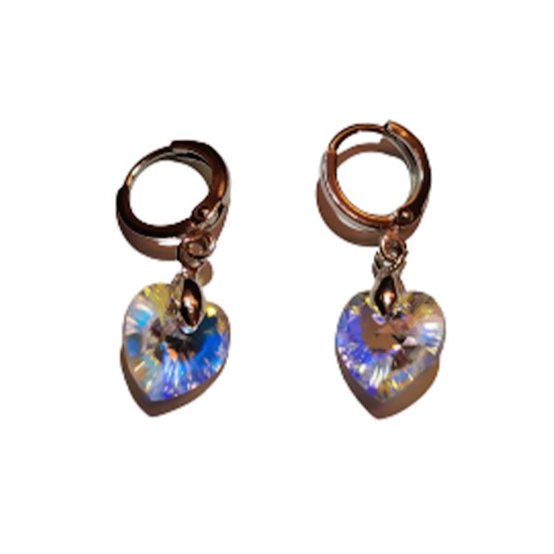 orecchino punto luce con pietra arcobaleno cangiante