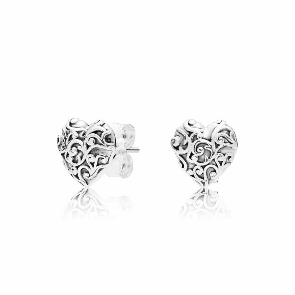 originale orecchini a lobo cuore regale argento