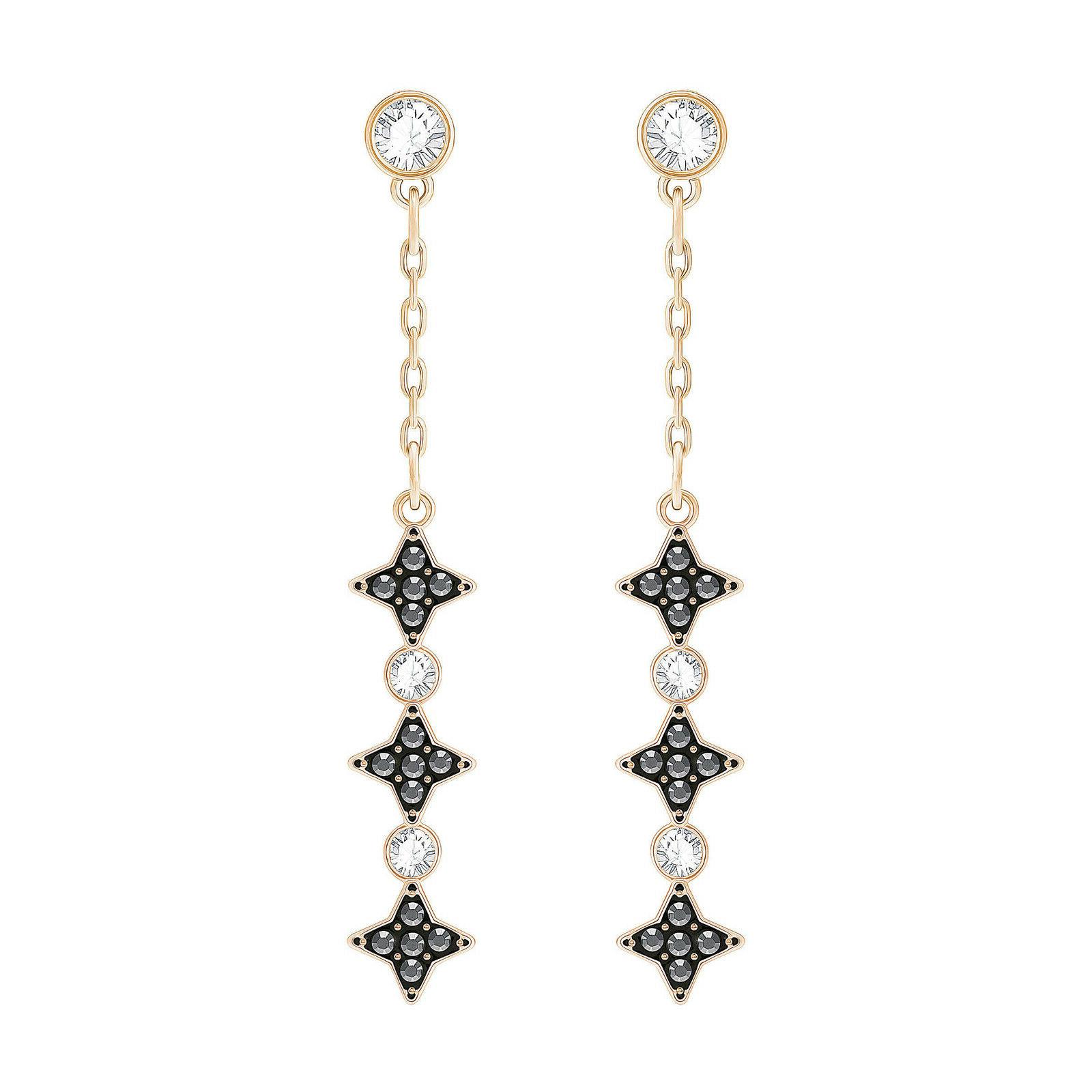 originali orecchini lunghi pendenti stella cristallo nero