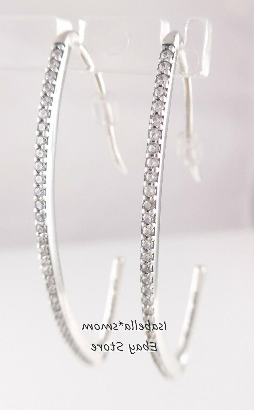 ovale sparkle autentico argento cerchi orecchini 297691cz