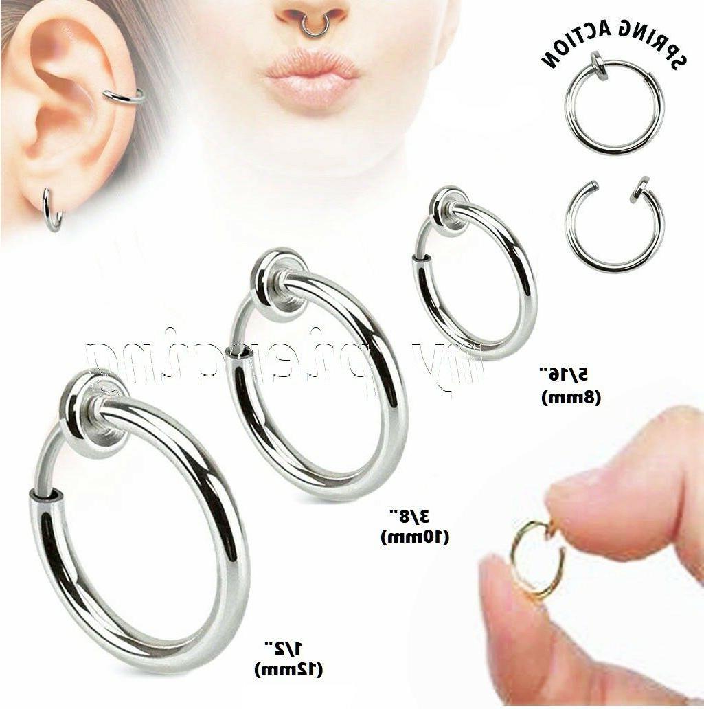 paio acciaio chirugico finto piercing clips on