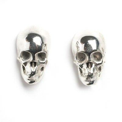 paio di argento 925 teschio orecchini a