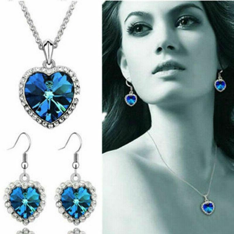 parure collana e orecchini con cuore turchese