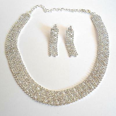 parure collana e orecchini tennis colore argento