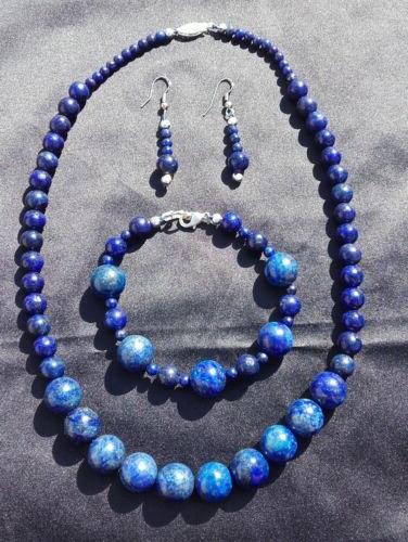 parure collana orecchini bracciale lapislazzuli argento 925
