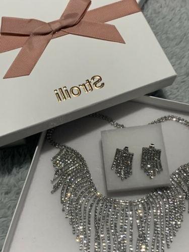 parure collana orecchini donna punto luce cristallo