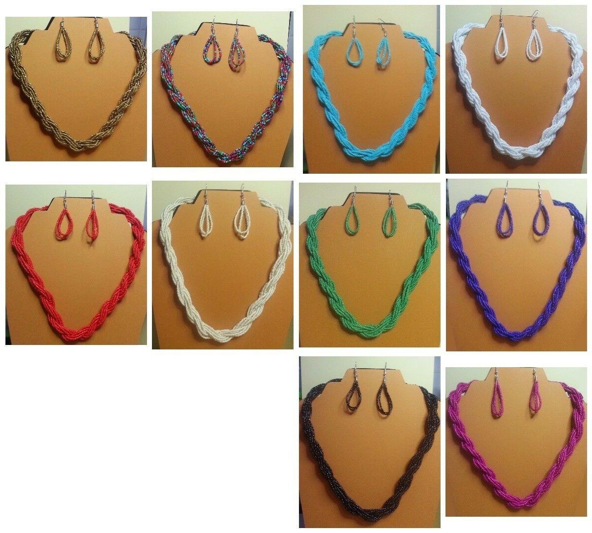 parure donna collana orecchini con perline vari