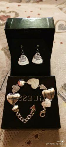 +bracciale Guess Doppio Cuore Con Zirconi Pelle Bianca Piton