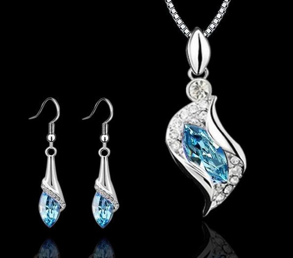 parure set donna collana orecchini pendenti cristallo