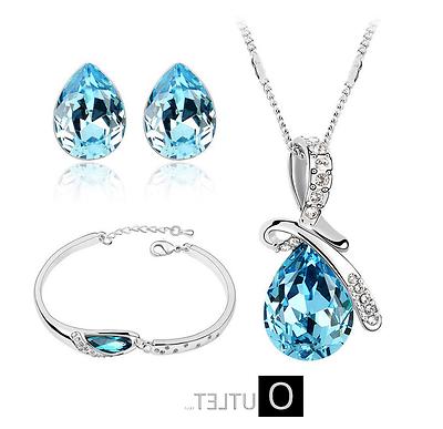 parure set donna cristalli goccia swarovski bracciale