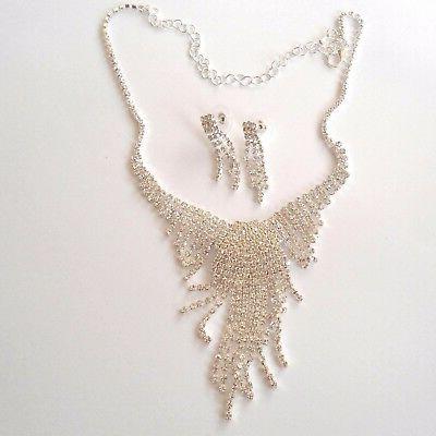 parure tennis collana e orecchini colore argento