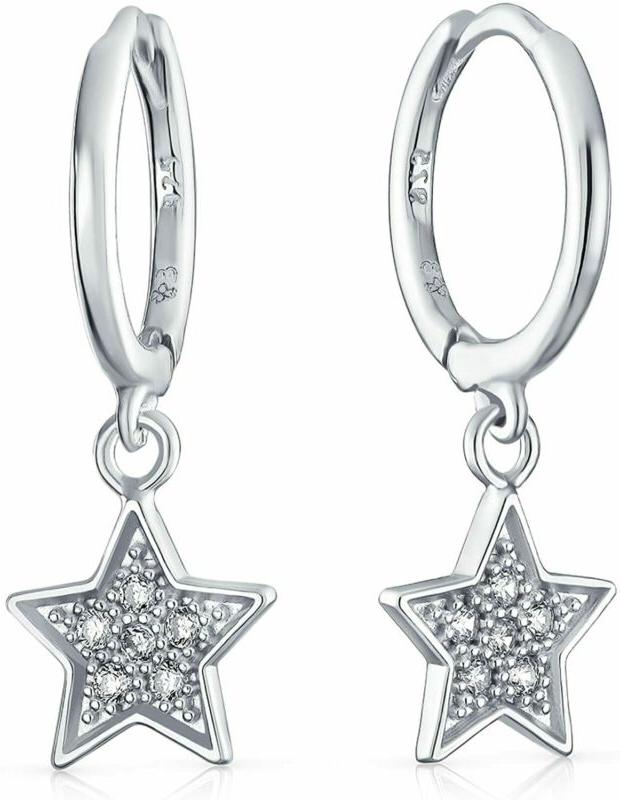 pave cz usa stella patriottica penzolante huggie