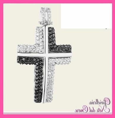 pendente croce uomo in oro bianco 18k