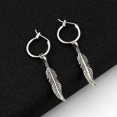 piuma pendente gancio orecchini donna metallo color