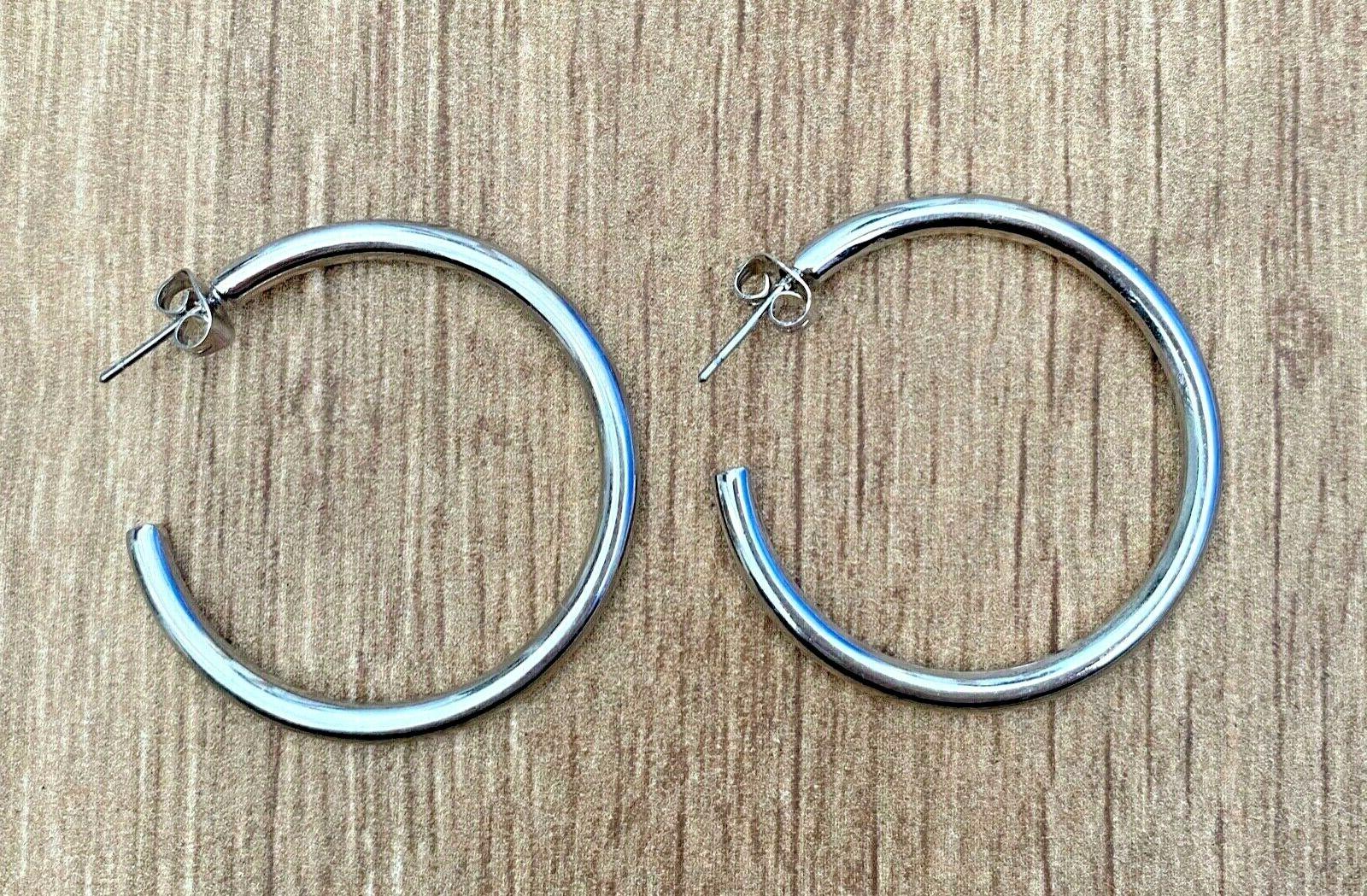 pendenti donna cerchi argentati medi nuovo bigiotteria