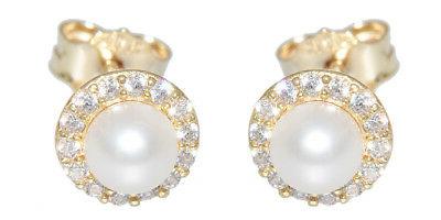 perle oro orecchini 585 zirconi orecchini piccola