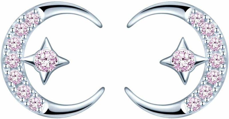 piccoli orecchini luna e stella in argento