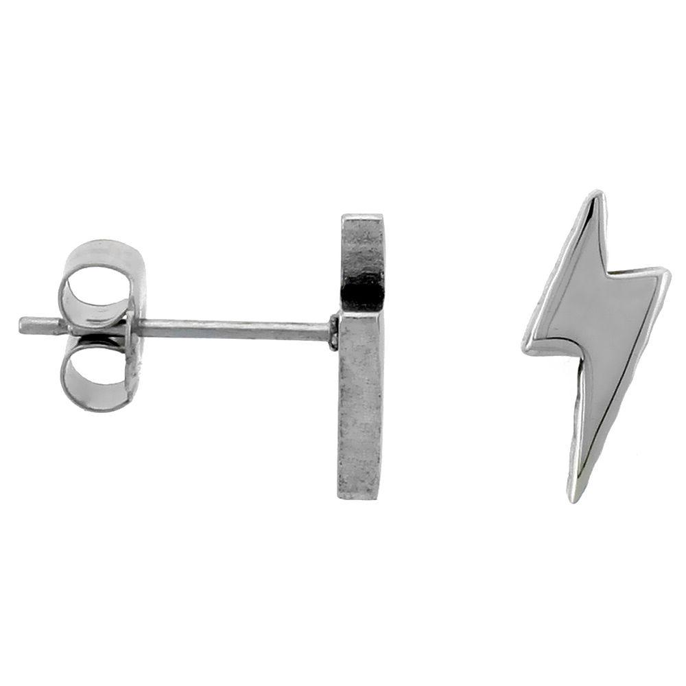 piccolo acciaio inox fulmine bullone orecchini a