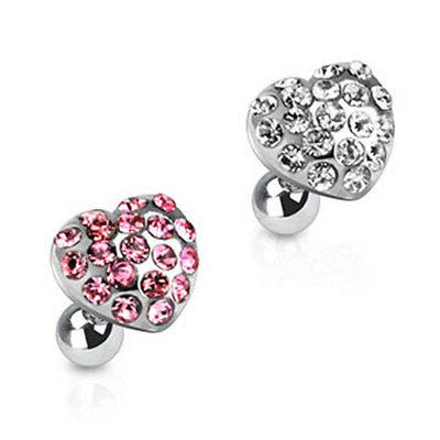 piercing al trago helix orecchio cuore cristalli