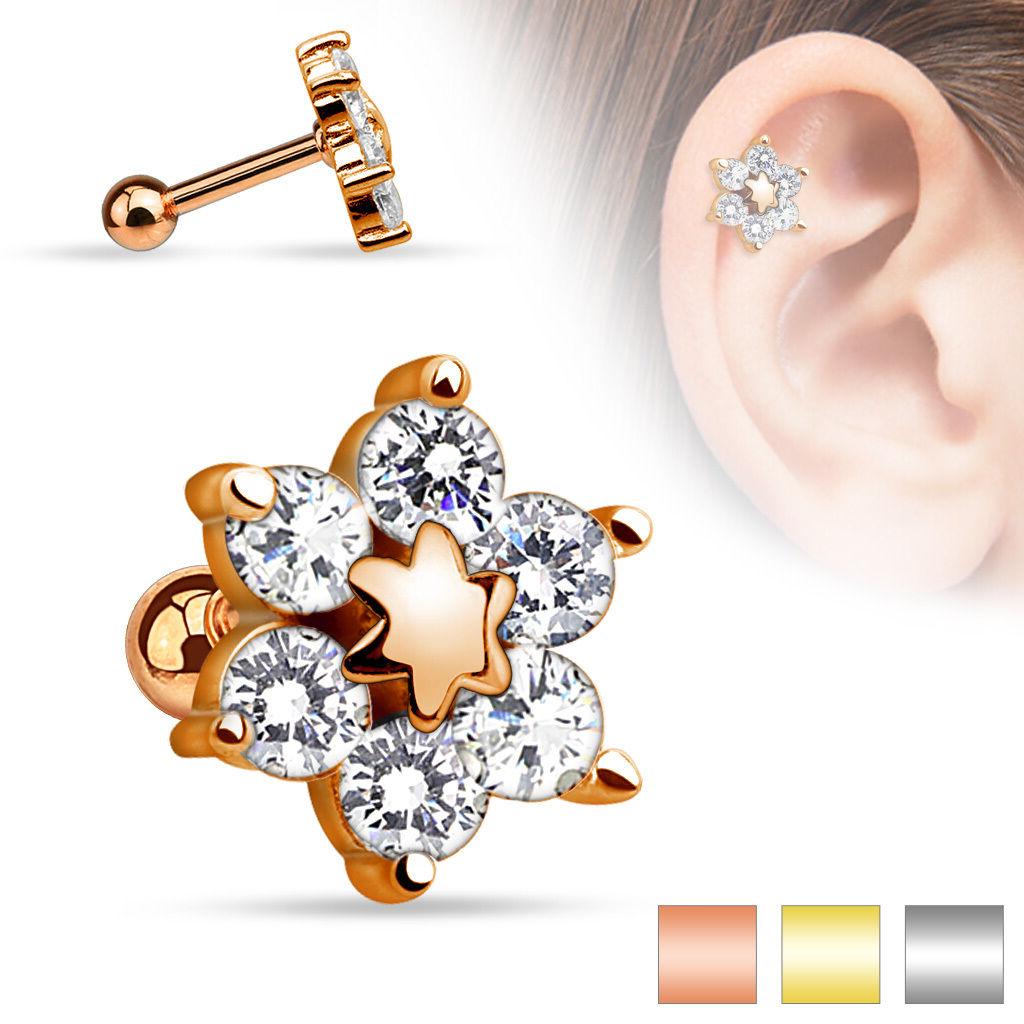 piercing helix trago orecchini stella fiore 316l
