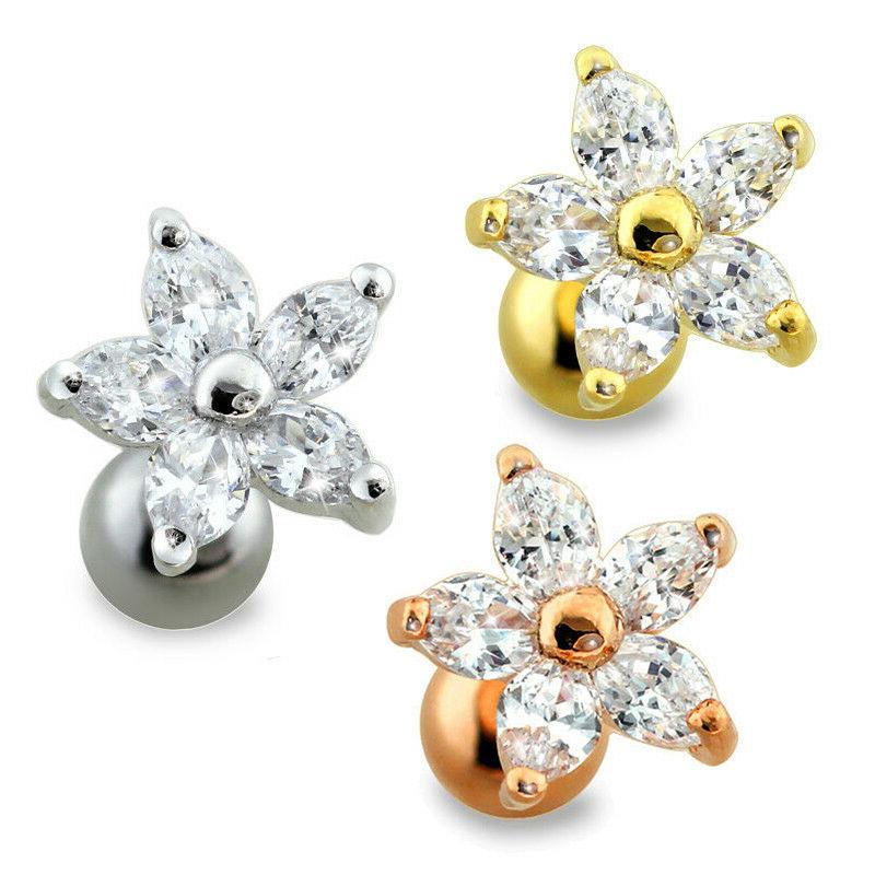 piercing helix trago orecchini stella fiore zirconia