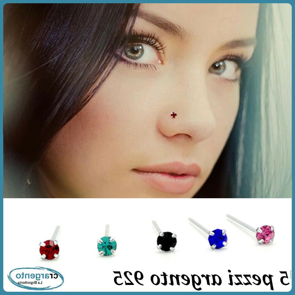 piercing naso argento orecchini brillantino set per