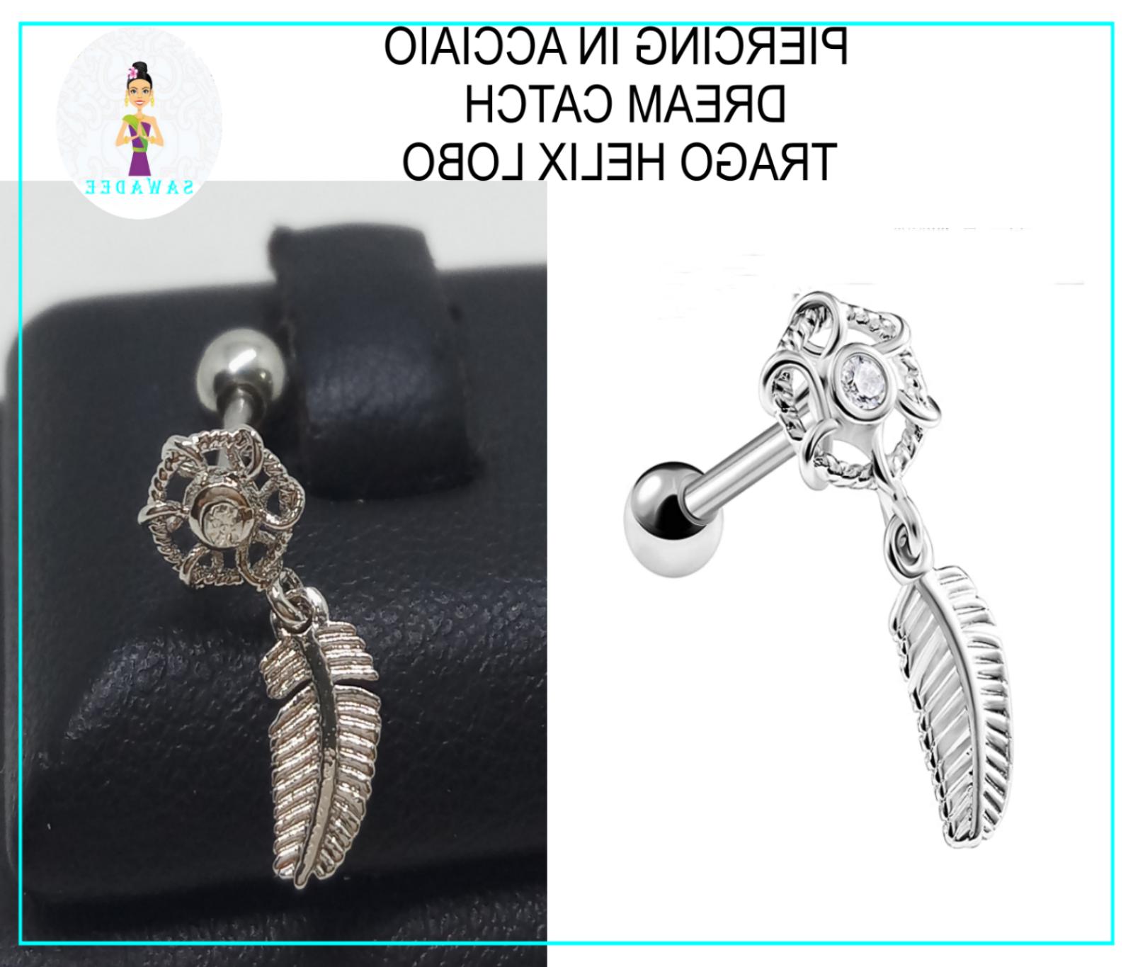 piercing orecchino acciaio chirurgico acchiappasogni trago h