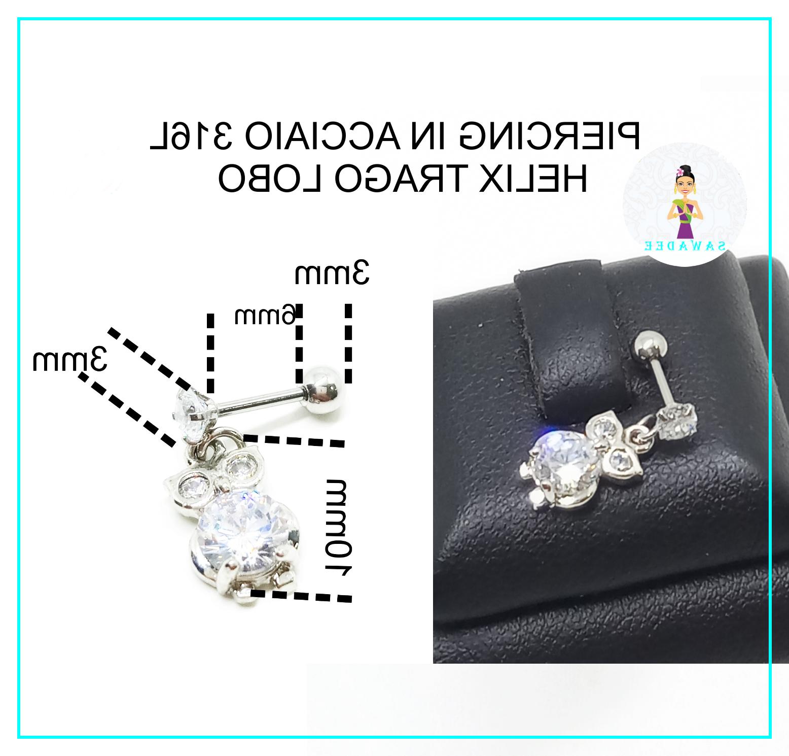 piercing orecchino acciaio chirurgico trago helix gufo
