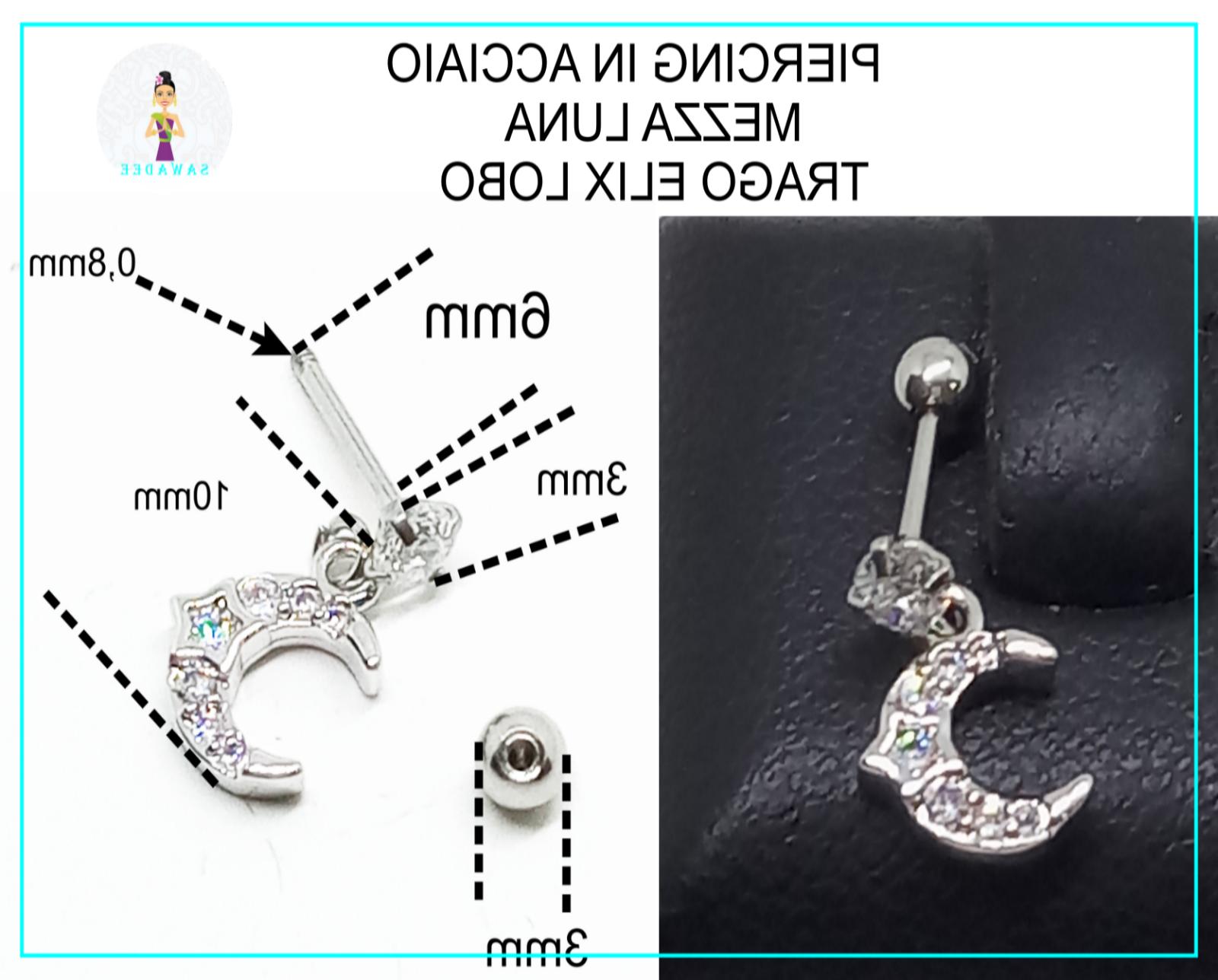 piercing orecchino acciaio chirurgico trago helix luna
