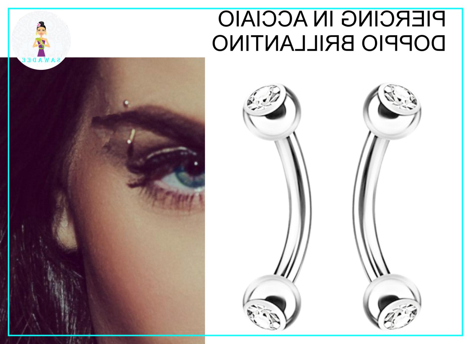 piercing sopracciglio curvo acciaio chirurgico con brillanti