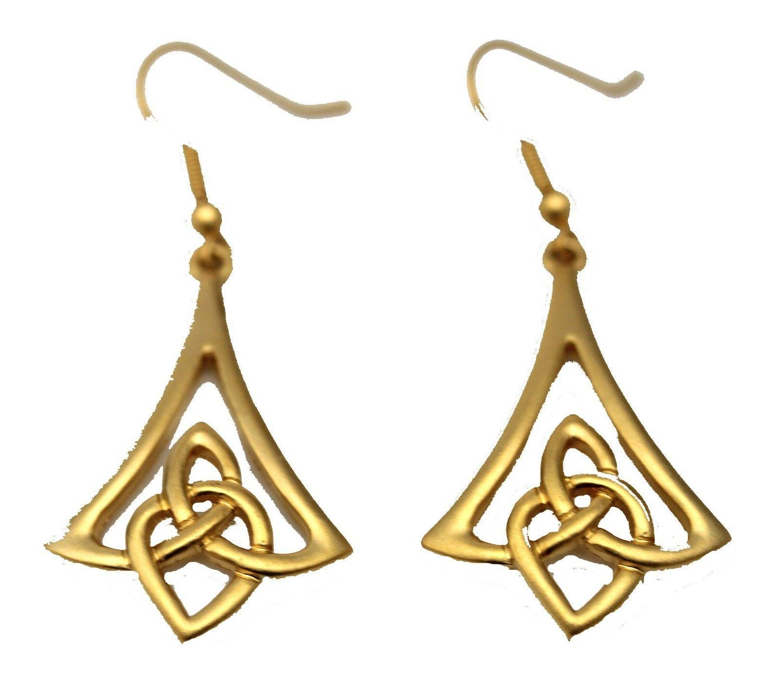 placcato oro celtico triangolo monachelle orecchini 8013
