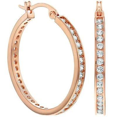 placcato oro rosa zirconi trasparenti grande orecchini