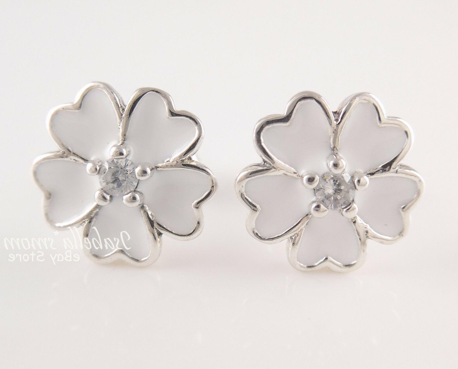 primula autentico smalto bianco fiori orecchino borchie