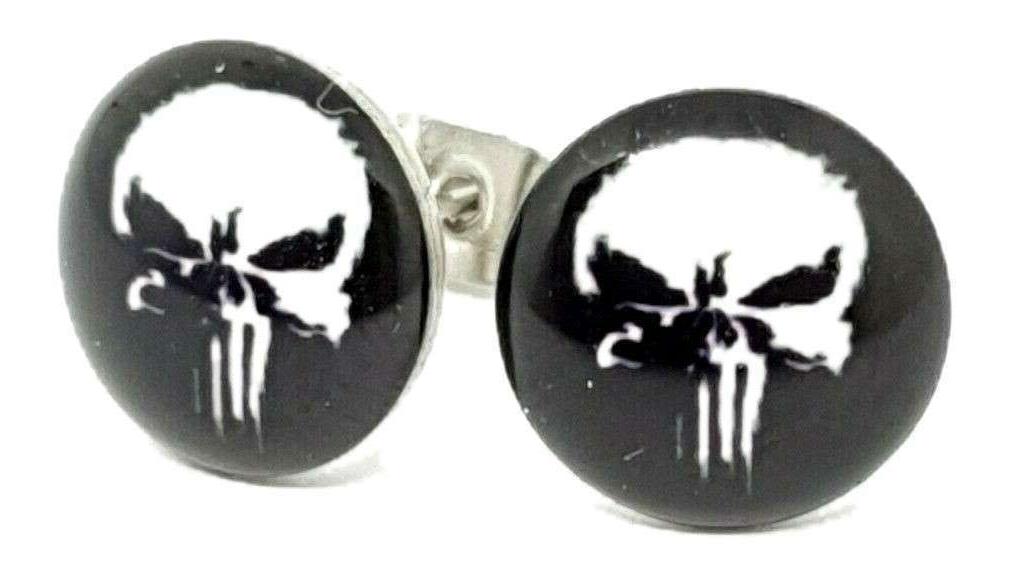 punisher teschio orecchini a lobo acciaio qualita
