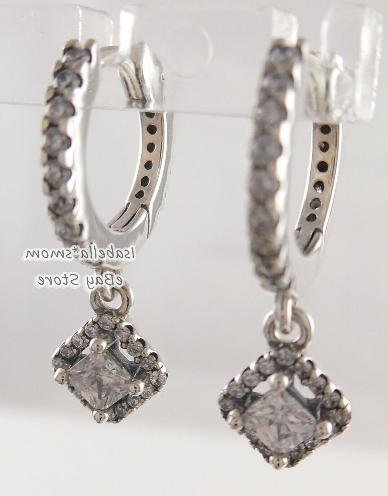 quadrato sparkle autentico pendenti orecchino cerchi 298503c