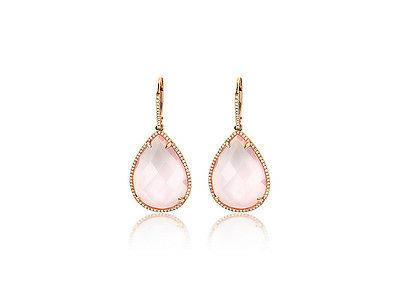 quarzo rosa orecchini ad anello diamanti oro