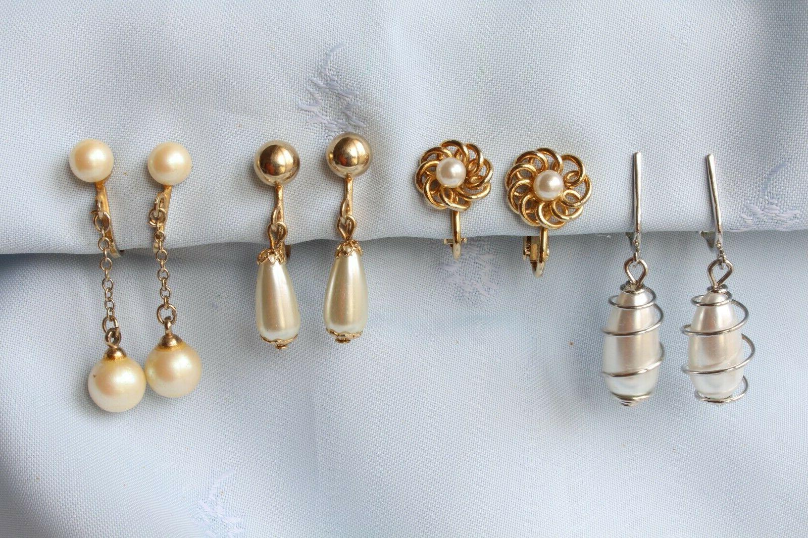 quattro orecchini clip anni 80 bigiotteria vintage