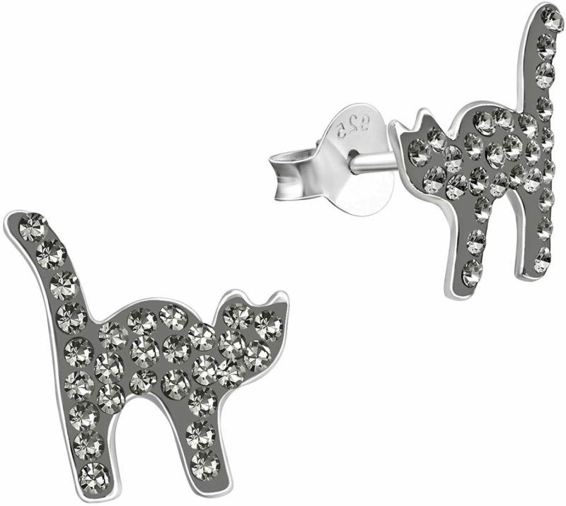 ragazze bambini orecchini e collana gatto grigio