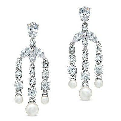 rodio ottone finto diamanti and perle orecchini